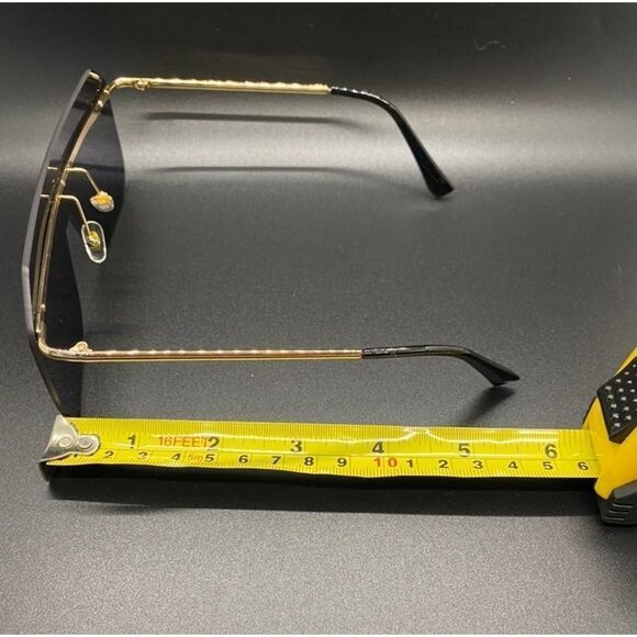 Unisex Rimless Black Sunglasses - Picture 7 of 9